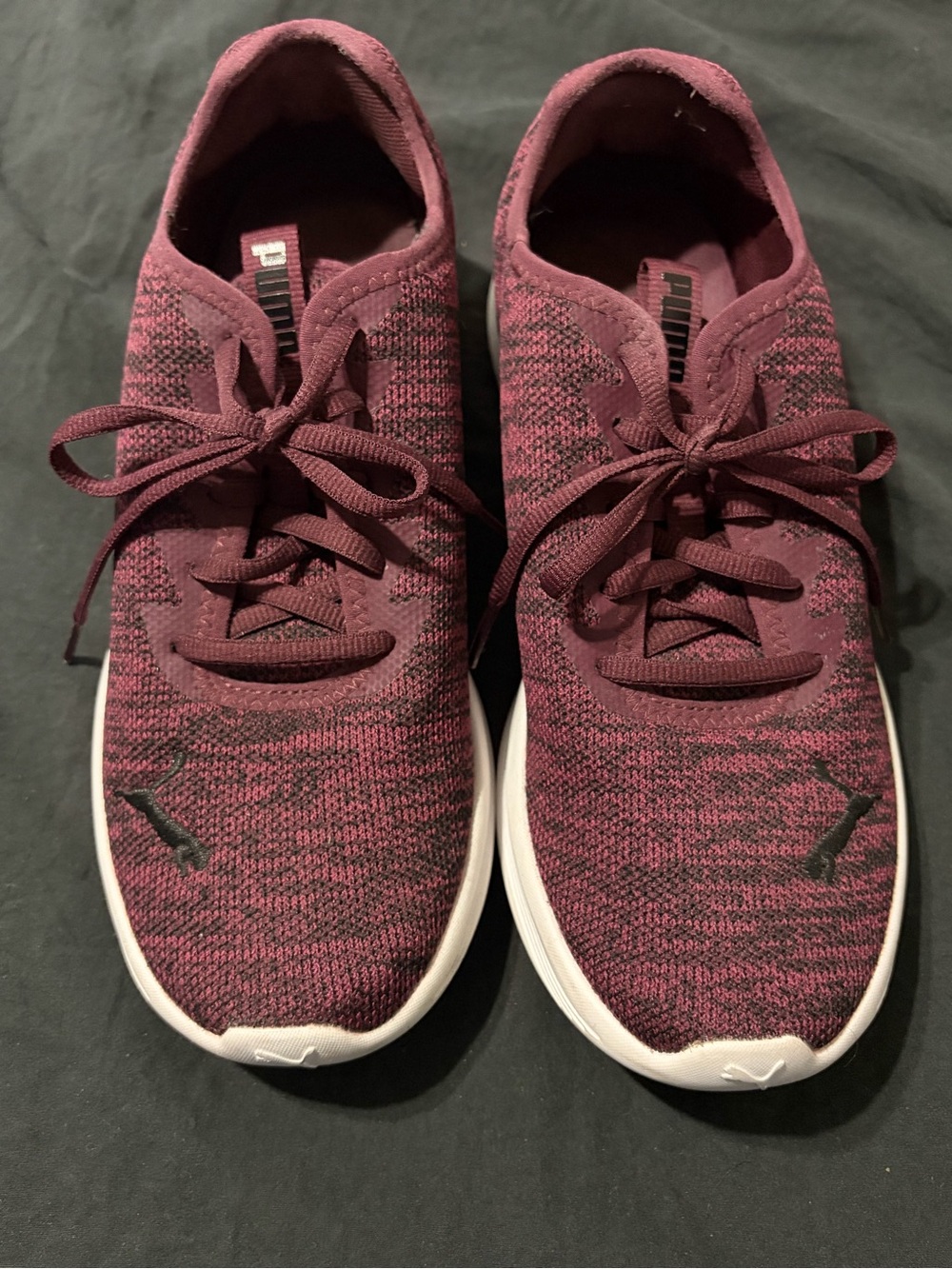 Puma Women's Knit Lace-Up Sneakers in Burgundy